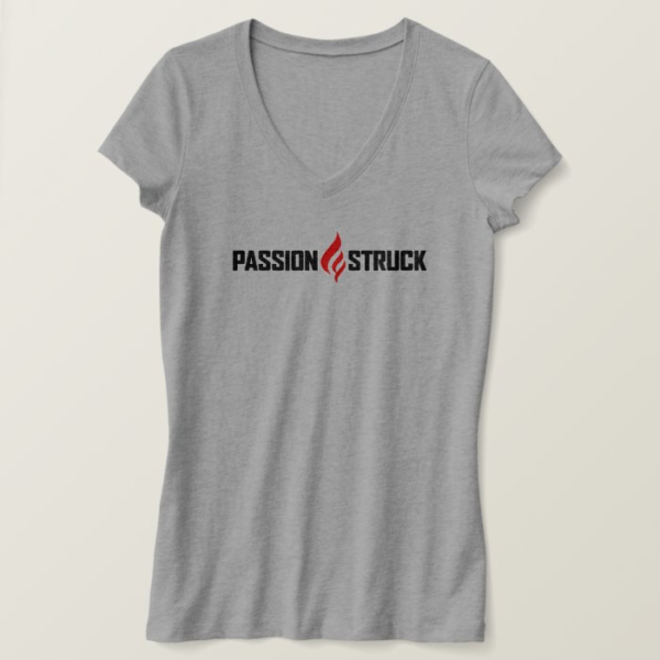 Woman's Grey Shirt with Passion Struck Logo