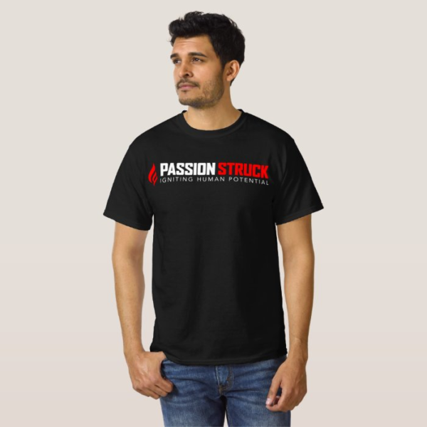 Passion Struck Branded Black Basic T-Shirt mail model