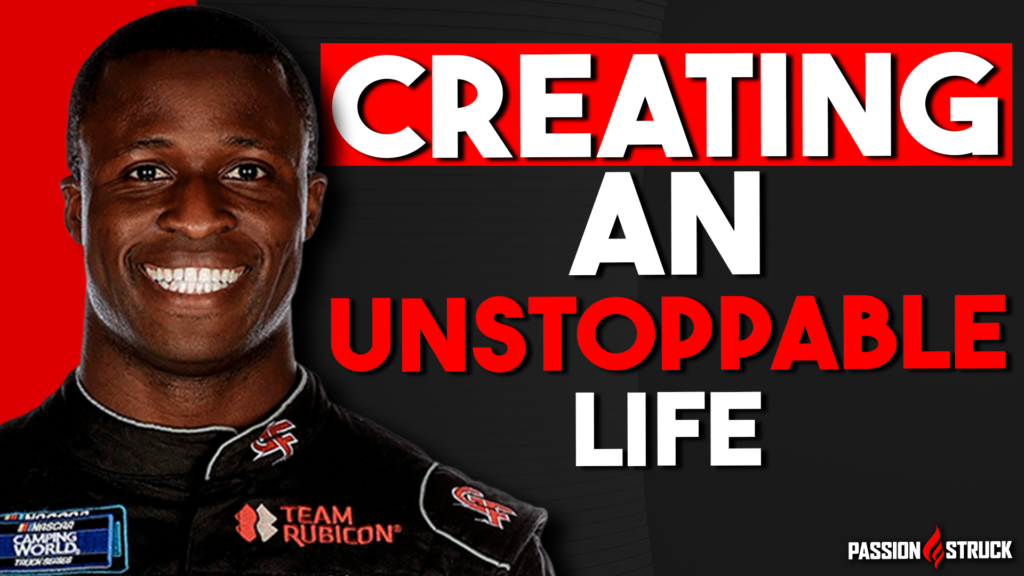 Passion Struck podcast thumbnail with Jesse Iwuji discussing creating an unstoppable life in racing
