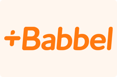 Babbel logo. Sponsor of Passion Struck with John R. Miles