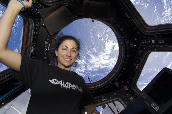 Picture of Nicole Stott in the ISS Cupola for Passion Struck Podcast