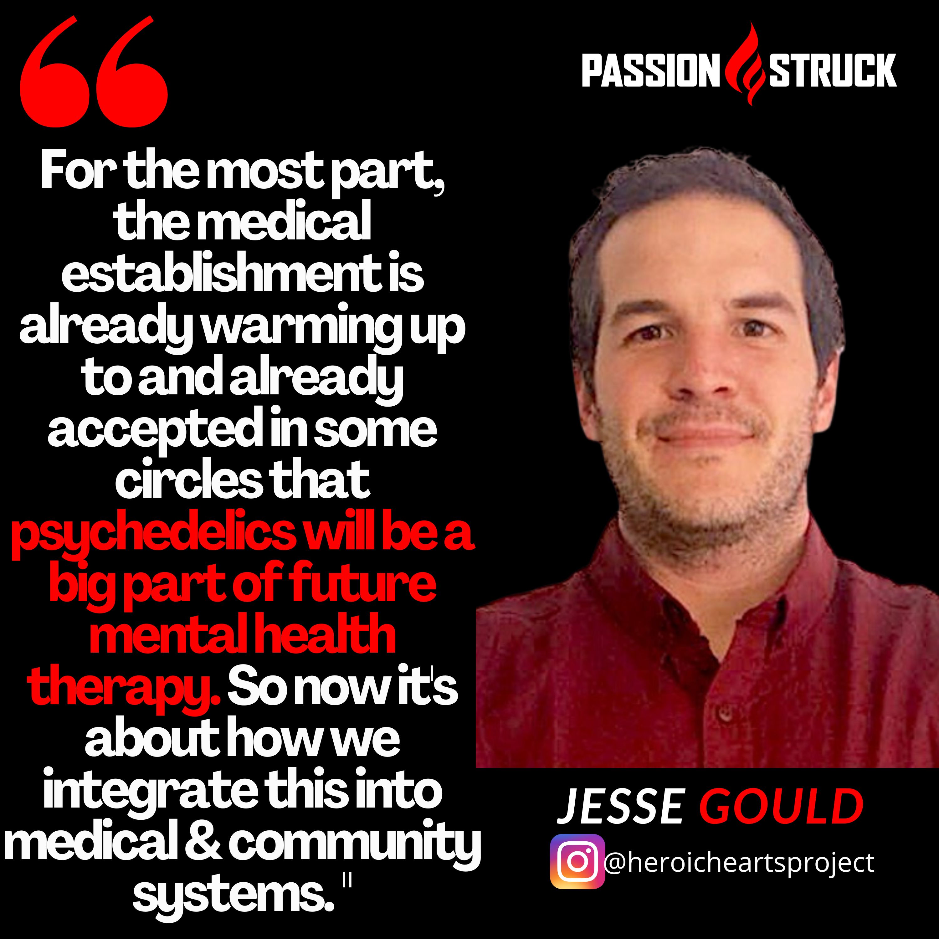 Quote by Jesse Gould discussing the medical establishment is already warming up to accepting that psychedelics will be a big part of future mental health therapy