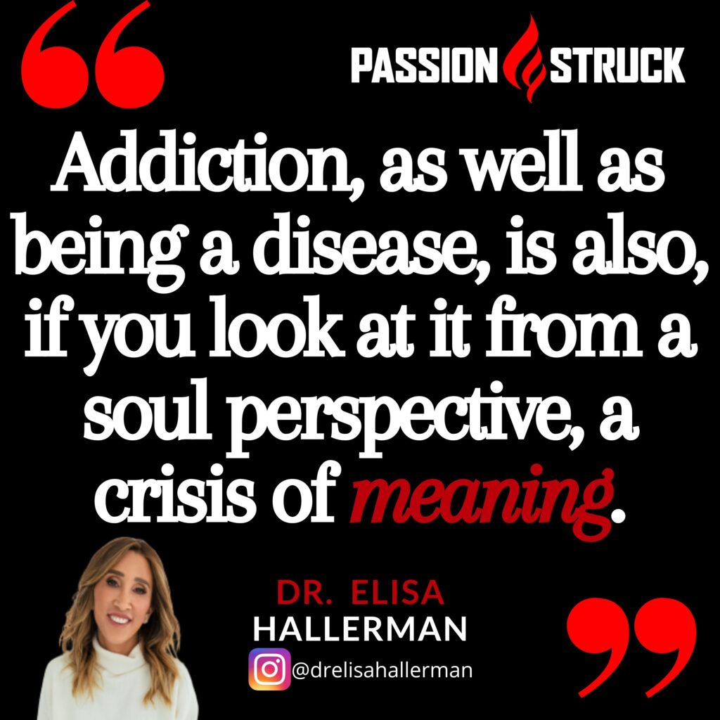 Quote by Elisa Hallerman on the Passion Struck podcast about addiction and reconnecting with your soul