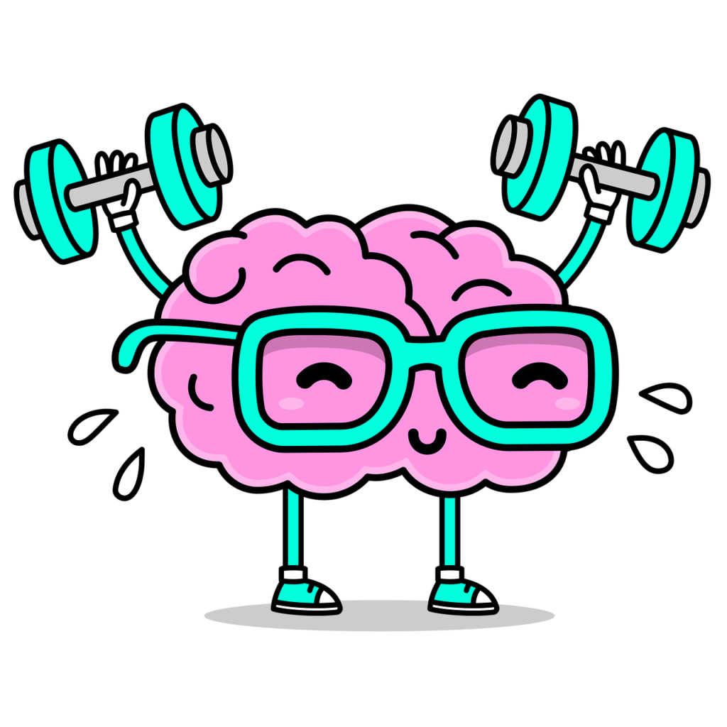 picture of a brain with glasses working out and boosting its mental immunity
