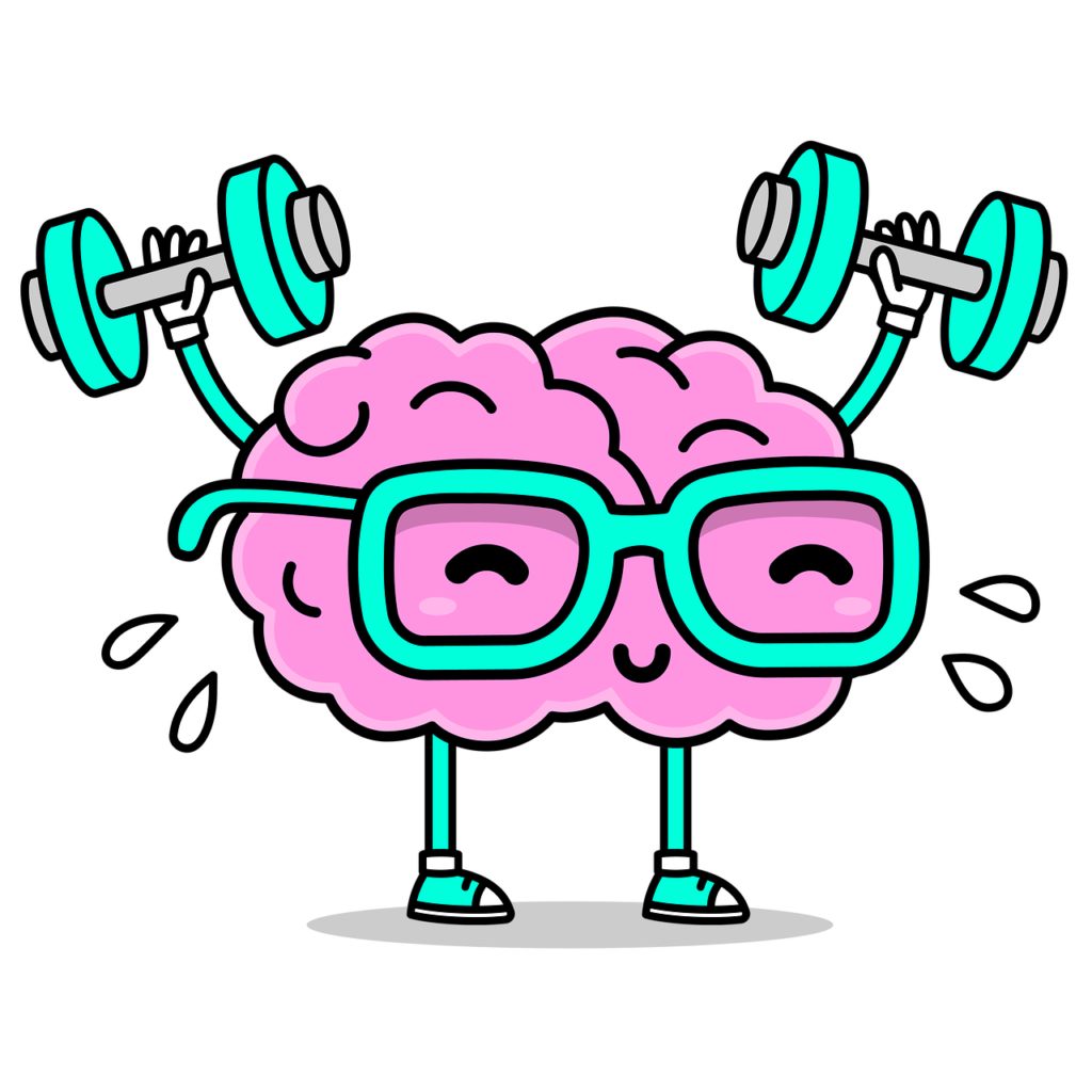 picture of a brain with glasses working out and boosting its mental immunity