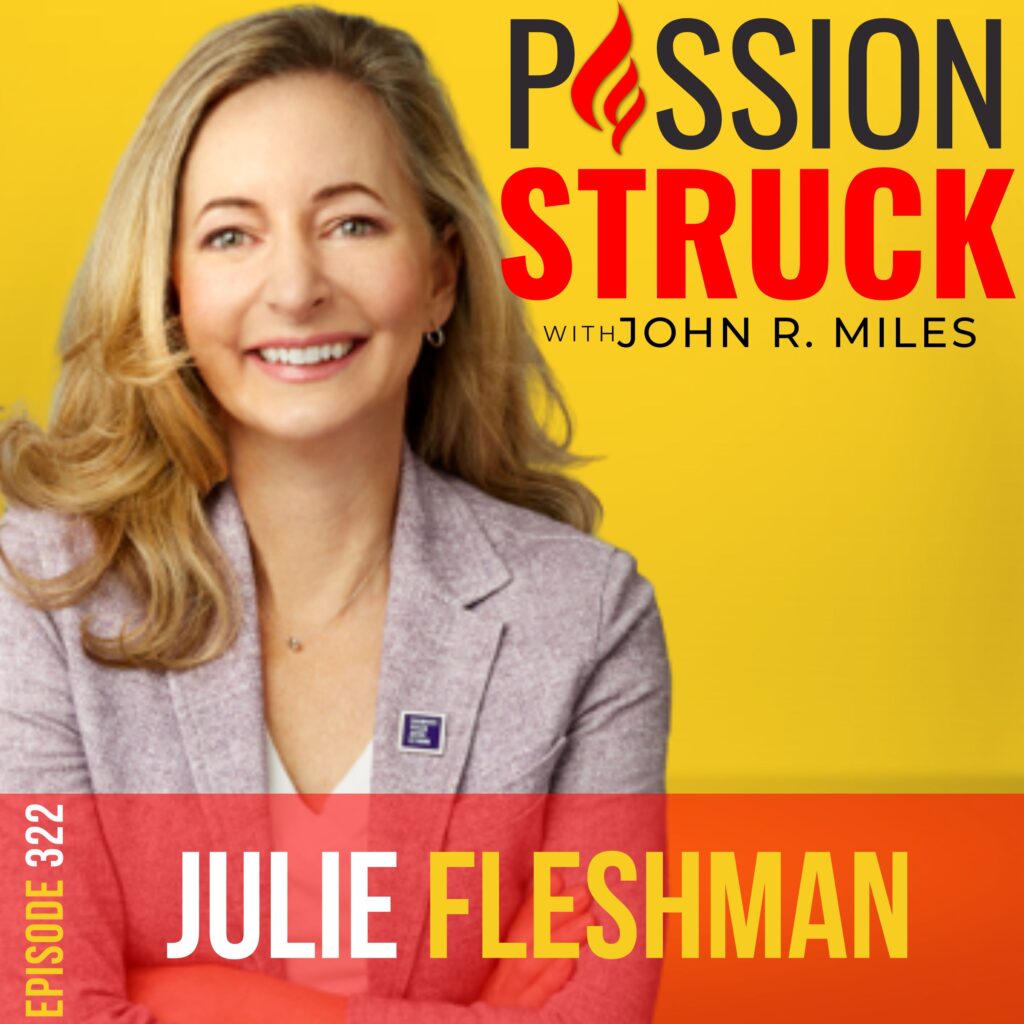Passion Struck podcast album cover with Julie Fleshman episode 322 on how PanCAN is raising the pancreatic cancer survival rate.