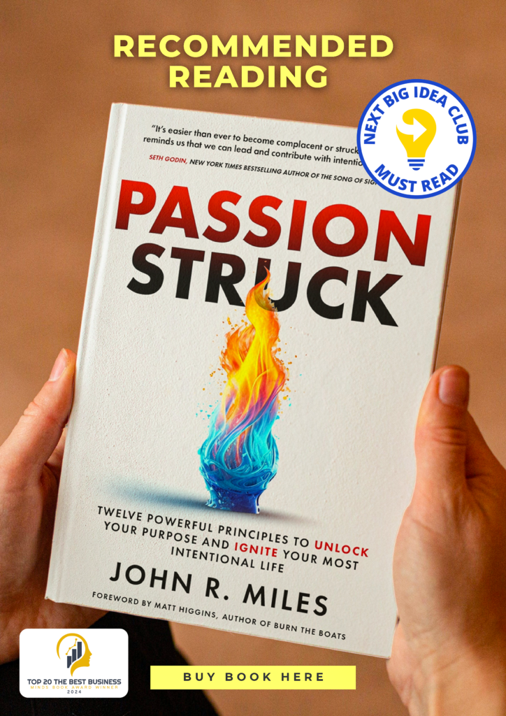 Passion Struck book cover with next big idea club symbol and the Best Business Minds book award