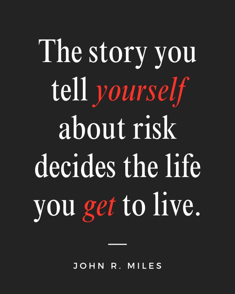 Thought-provoking quote said by John R. Miles for the Passion Struck Podcast Momentum Friday episode 651 on The Exposure Gap: The Bridge Between Safety and Growth